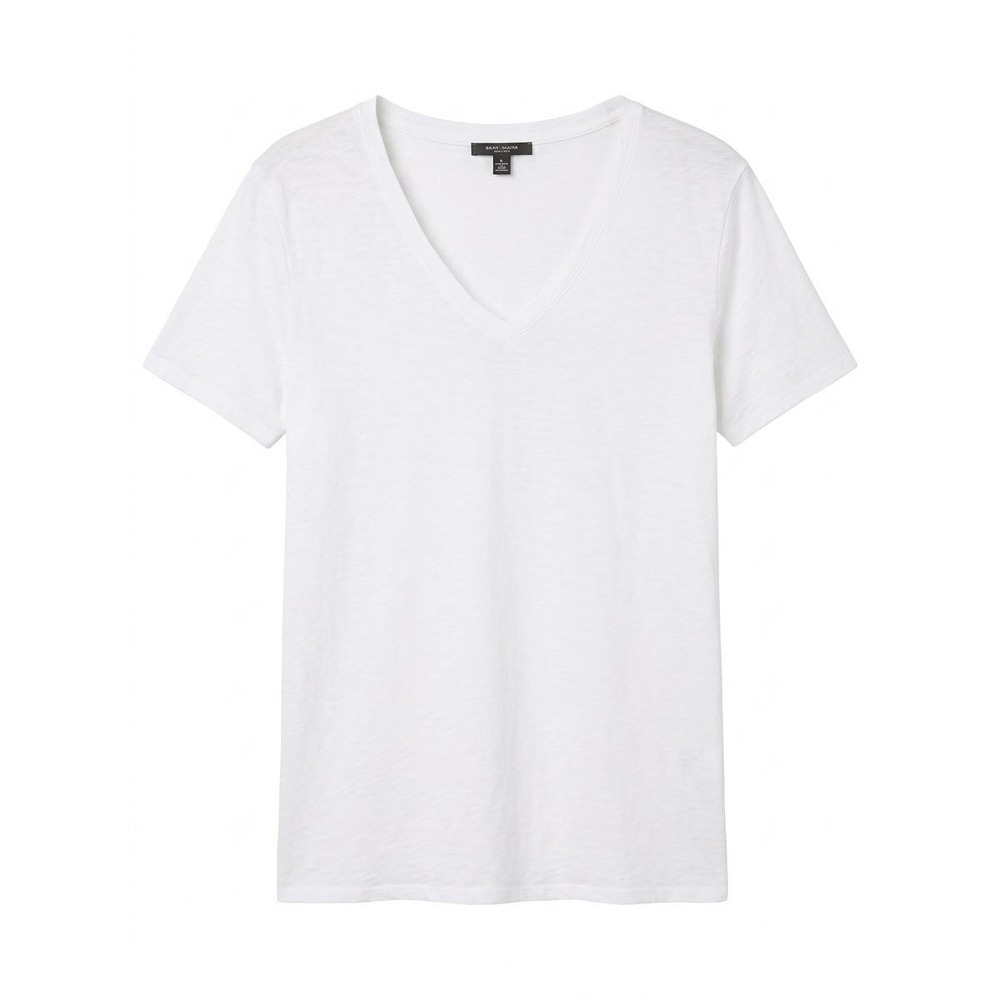 Theory Neo Slub V-Neck Tee Women Medium White Pima Cotton K124501R
